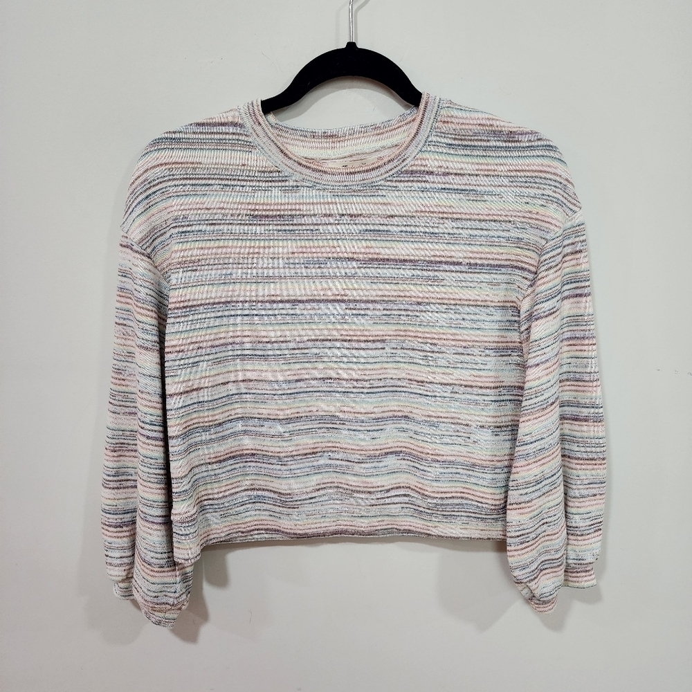 Madewell bubble sleeve crop sweater top, size S